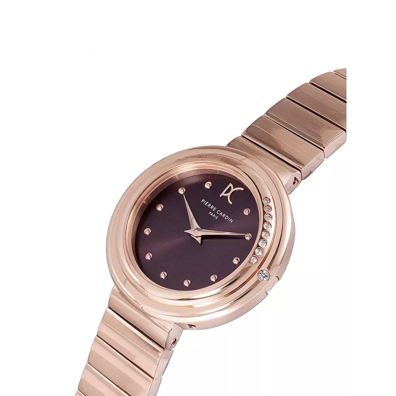 Pierre Cardin Damen-Quarz-Analoguhr CF.1010.MR 32mm Silbernes Zifferblatt Schwarzes Lederarmband