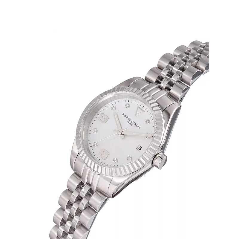 Pierre Cardin Damenuhr Quarz Analog CF.1012.MS 28mm Edelstahlgehäuse Schwarzes Lederarmband