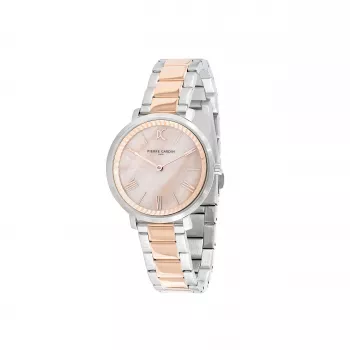 Pierre Cardin Damenuhr CBC.5006 32mm Edelstahl Quarz Analog Weißes Zifferblatt Schwarzes Leder