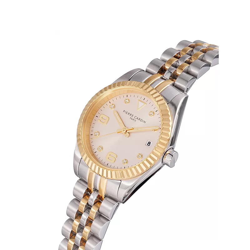 Pierre Cardin Damenuhr CF.1012.MU.4 28mm Edelstahl-Mesh-Armband Silbernes Zifferblatt