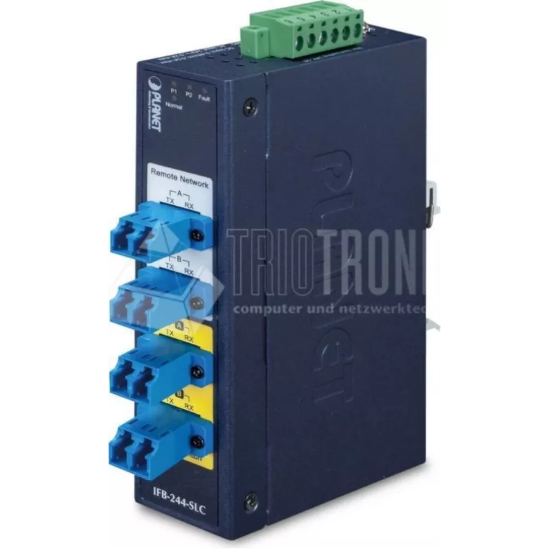 PLANET IFB-244-SLC Industrieller 2-Kanal Seriell-zu-Glasfaser-Medienkonverter (ST, Multimode, Blau)