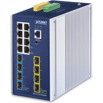 PLANET TSN-6325-8T4S4X Industrial L3 Managed TSN Switch mit 8x GbE RJ45, 4x 1G/2.5G SFP, 4x 10G SFP+