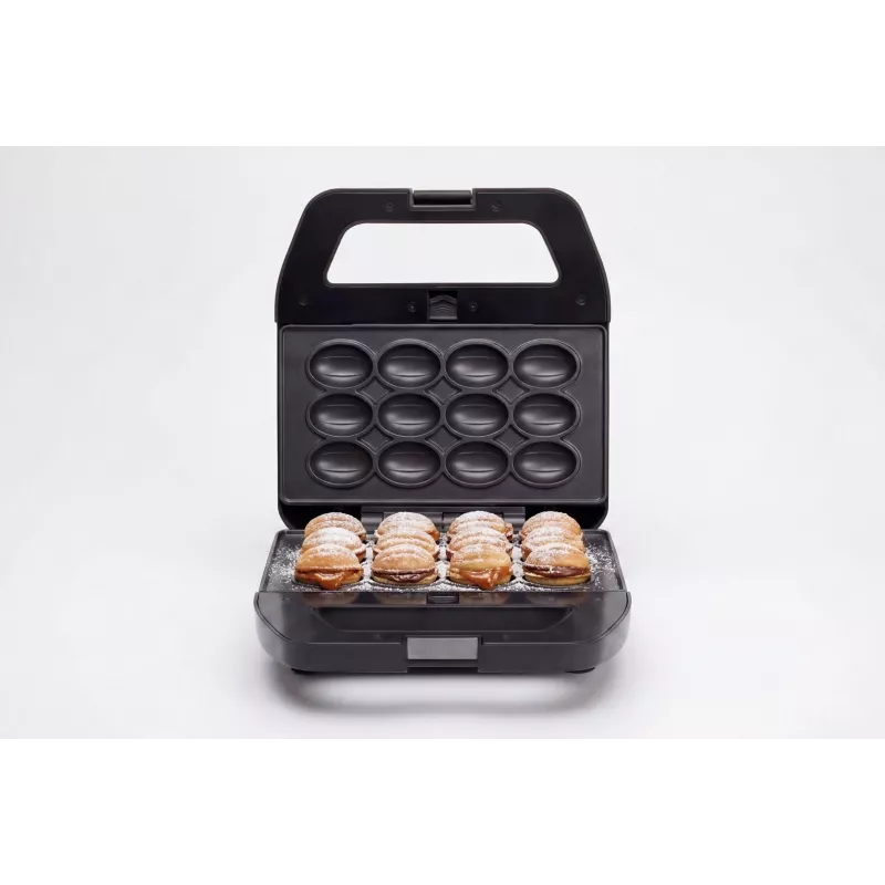 PMS 4-in-1 MELTO Sandwich Maker mit austauschbaren Platten für Sandwich, Waffel, Grill, Keks/Nuss, 800 W, Schwarz/Silber