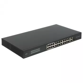 POE LANG NSW3000-24T1GT1GC-POE-IN 24-Port Gigabit PoE+ Switch mit 2 Uplink-Ports, 370W, Unmanaged, 1U Rackmount