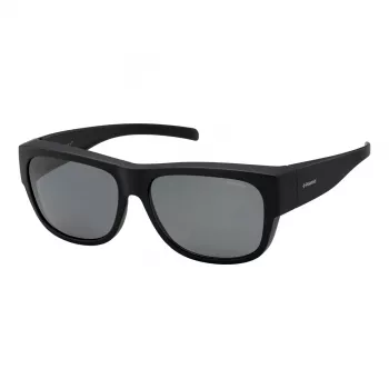 Polaroid Ancillaries PLD9003SDL5 Unisex Rechteck-Sonnenbrille - Matt Schwarzer Rahmen, Graue Polarisierte Gläser