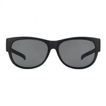 POLAROID ANCILLARIES PLD9004SDL5 Unisex-Sonnenbrille - Schwarzer Rahmen, graue polarisierte Gläser, eckige Form