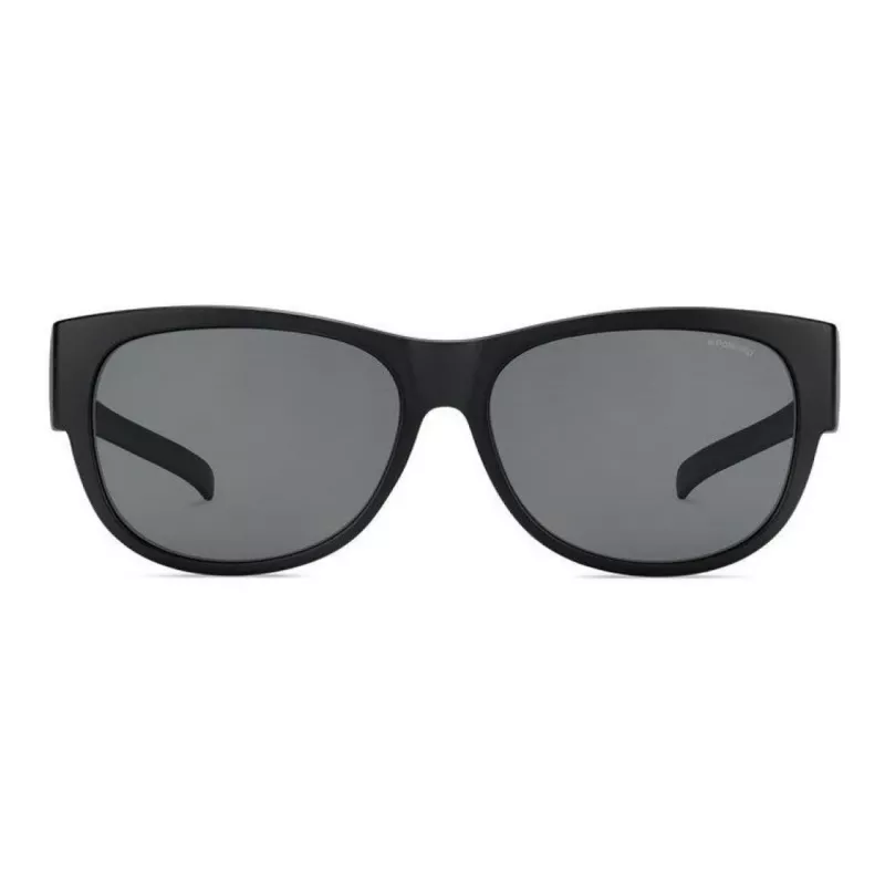 POLAROID ANCILLARIES PLD9004SDL5 Unisex-Sonnenbrille - Schwarzer Rahmen, graue polarisierte Gläser, eckige Form