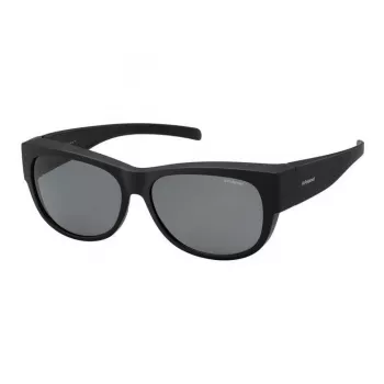 POLAROID ANCILLARIES PLD9004SDL5 Unisex-Sonnenbrille - Schwarzer Rahmen, graue polarisierte Gläser, eckige Form