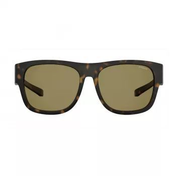 Polaroid Ancillaries PLD9010SN9P Unisex Rechteck-Sonnenbrille - Schwarzer Rahmen, graue polarisierte Gläser