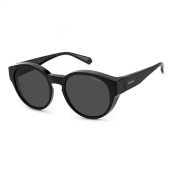 Polaroid Ancillaries PLD9017S08A Unisex Rechteckige Sonnenbrille - Schwarzer Rahmen Graue Polarisierte Gläser