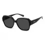 Polaroid Ancillaries PLD9021S807 Unisex Rechteck-Sonnenbrille - Schwarzer Rahmen, Graue polarisierte Gläser