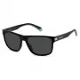 Polaroid Herren PLD2123S08A eckige Sonnenbrille - Schwarzer Rahmen, graue polarisierte Gläser