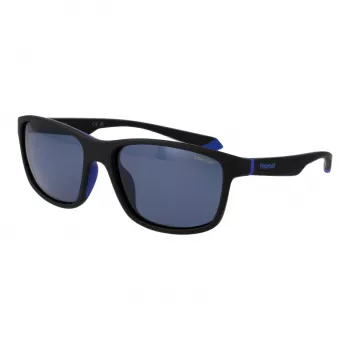 POLAROID Herren-Sonnenbrille PLD2153S580VK - Schwarzer Rahmen, graue polarisierte Gläser, 58 mm