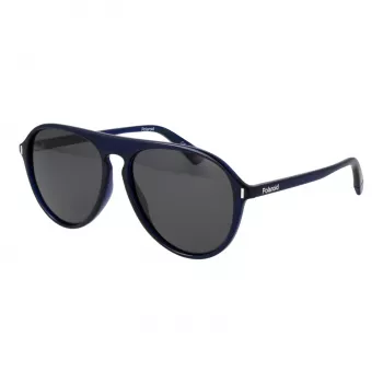 POLAROID Herren PLD6225S57PJP Rechteckige Polarisierte Sonnenbrille - Schwarz/Grau