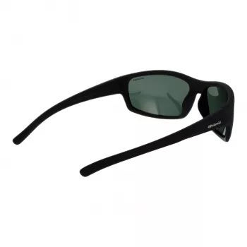 POLAROID P8411-639CARC Herren Rechteckige Polarisierte Sonnenbrille - Schwarzer Rahmen Graue Gläser 63mm