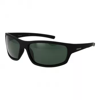 POLAROID P8411-639CARC Herren Rechteckige Polarisierte Sonnenbrille - Schwarzer Rahmen Graue Gläser 63mm