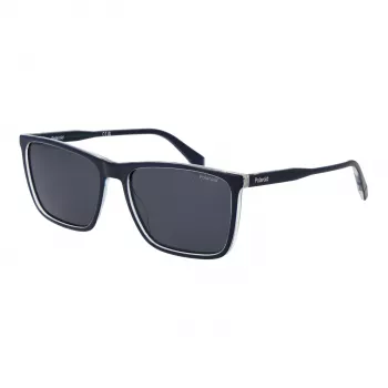 Polaroid PLD 4180/S Herren Rechteck-Sonnenbrille - Schwarzer Rahmen Grau/Grün Polarisierte Gläser 58mm