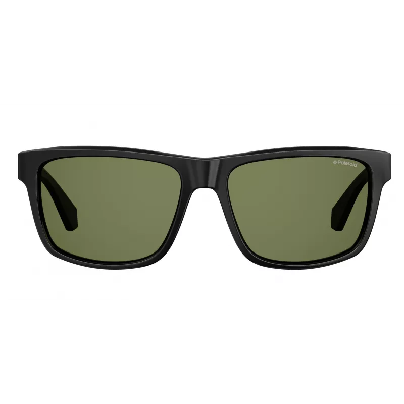 POLAROID PLD2058S003M9 Herren-Rechteck-Sonnenbrille - Schwarzer Rahmen, Graue polarisierte Gläser, UV400-Schutz