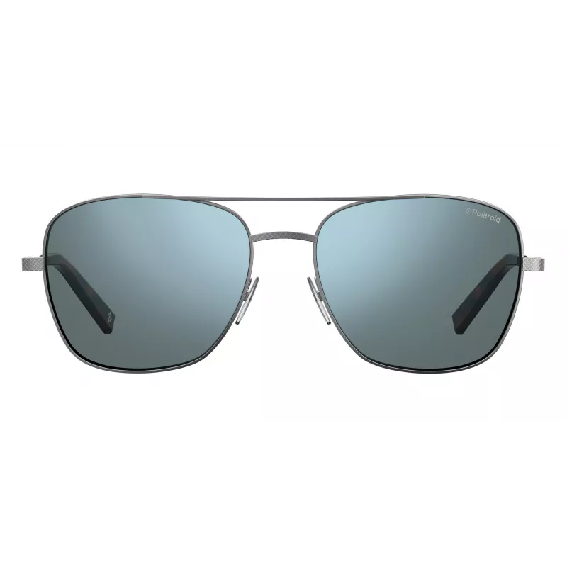 Polaroid PLD2068SX6LB5 Herren-Rechteck-Sonnenbrille mit Polarisationsgläsern, Schwarz/Grau, 58 mm