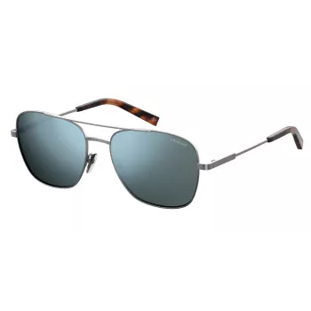 Polaroid PLD2068SX6LB5 Herren-Rechteck-Sonnenbrille mit Polarisationsgläsern, Schwarz/Grau, 58 mm