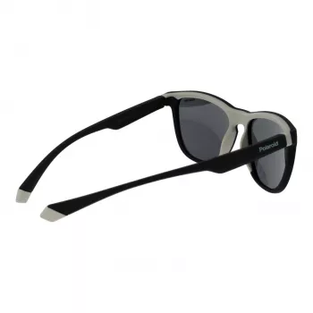 Polaroid PLD2133S08AM9 Unisex Rechteck-Sonnenbrille - Schwarzer Rahmen, graue polarisierte Gläser, 56 mm