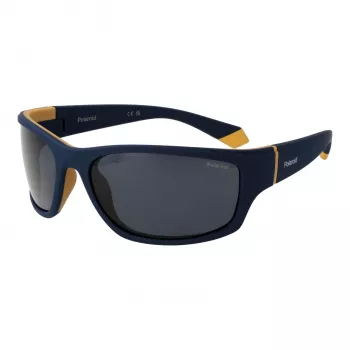 Polaroid PLD2135S642FN Herren Rechteck-Sonnenbrille - Schwarzer Rahmen, graue polarisierte Gläser, 65 mm