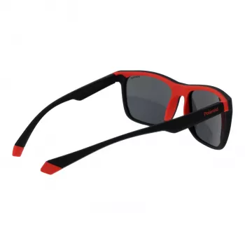 Polaroid PLD2141S56BLX Unisex Rechteck-Sonnenbrille - Blaue Gläser, Schwarzer Rahmen, Polarisiert UV400