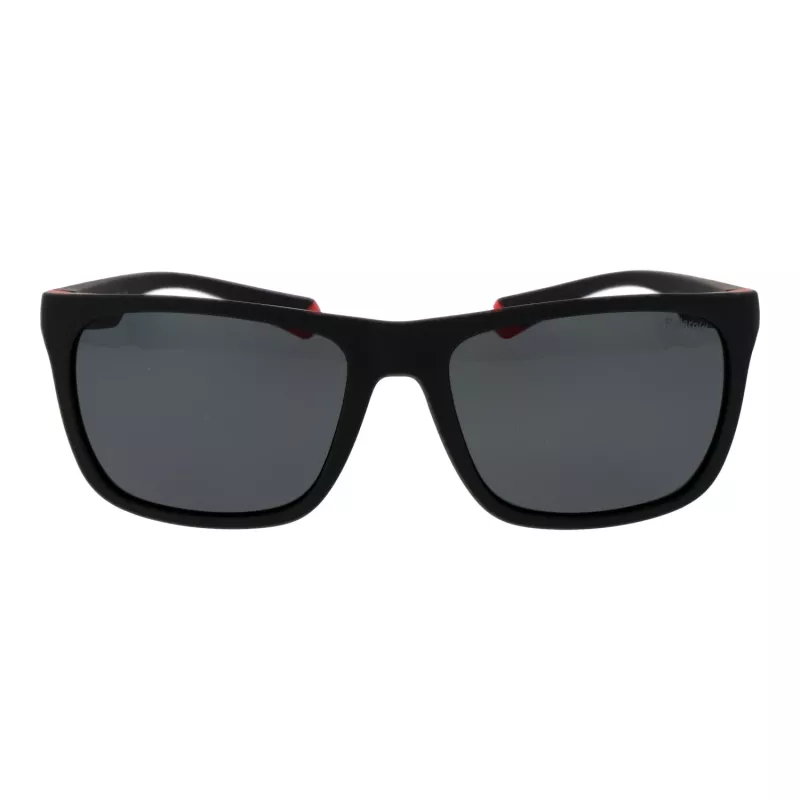 Polaroid PLD2141S56BLX Unisex Rechteck-Sonnenbrille - Blaue Gläser, Schwarzer Rahmen, Polarisiert UV400