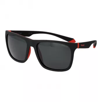 Polaroid PLD2141S56BLX Unisex Rechteck-Sonnenbrille - Blaue Gläser, Schwarzer Rahmen, Polarisiert UV400