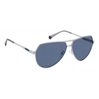 POLAROID PLD2145GSX6LB Herren Pilot-Sonnenbrille - Schwarzer Rahmen, Graue polarisierte Gläser, UV400