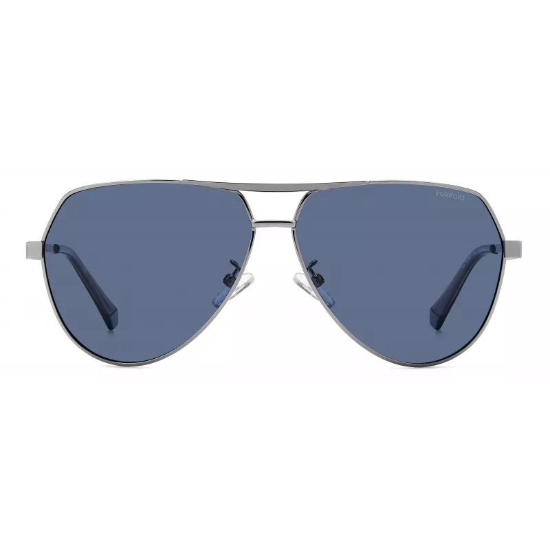 POLAROID PLD2145GSX6LB Herren Pilot-Sonnenbrille - Schwarzer Rahmen, Graue polarisierte Gläser, UV400
