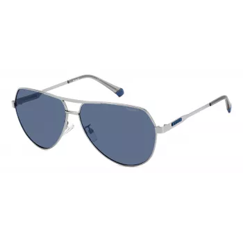 POLAROID PLD2145GSX6LB Herren Pilot-Sonnenbrille - Schwarzer Rahmen, Graue polarisierte Gläser, UV400
