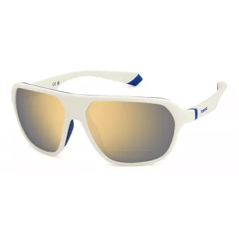 Polaroid PLD2152SVK6 Unisex Rechteck-Sonnenbrille - Schwarzer Rahmen, graue polarisierte Gläser, 59 mm