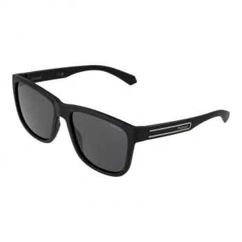 Polaroid PLD2155S57003 Herren-Rechteck-Sonnenbrille - Schwarzer Rahmen, graue polarisierte Gläser
