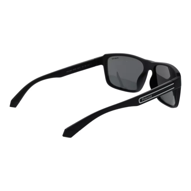 POLAROID PLD2158S58807 Herren Polarized Sonnenbrille, Rechteckig, Schwarzer Rahmen, Graue Gläser, 58mm
