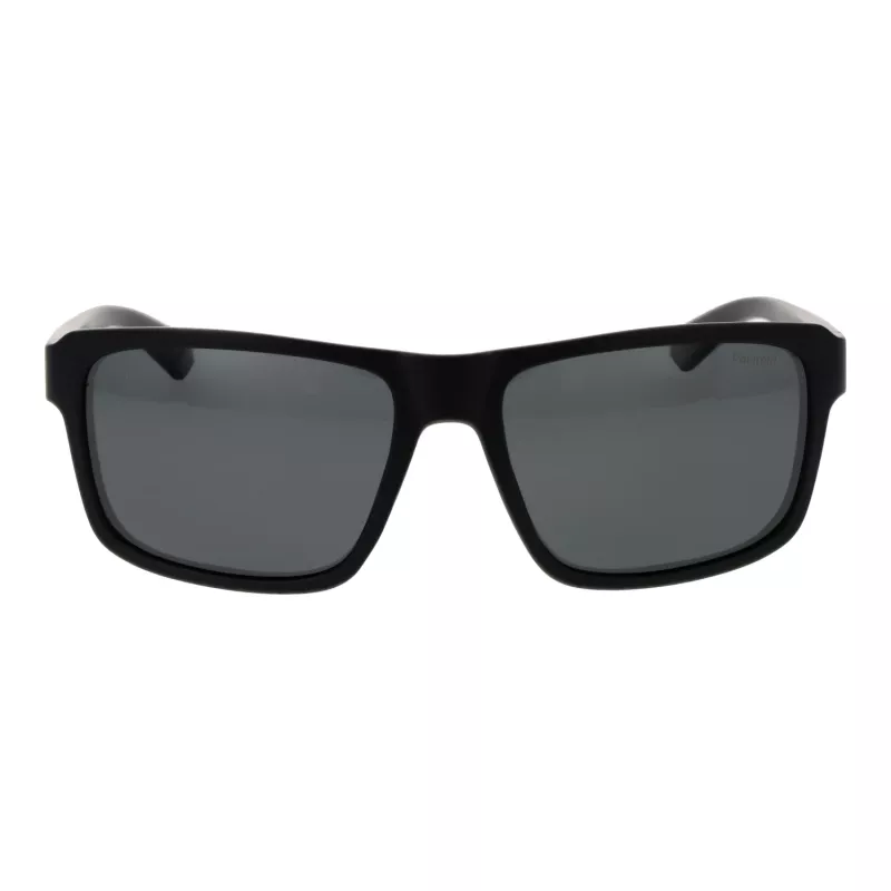 POLAROID PLD2158S58807 Herren Polarized Sonnenbrille, Rechteckig, Schwarzer Rahmen, Graue Gläser, 58mm