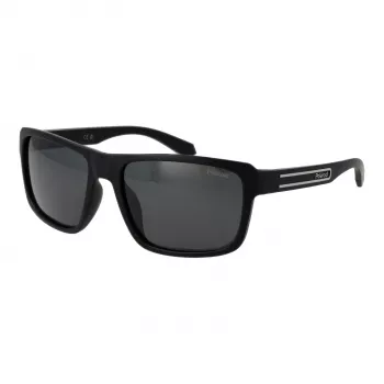 POLAROID PLD2158S58807 Herren Polarized Sonnenbrille, Rechteckig, Schwarzer Rahmen, Graue Gläser, 58mm
