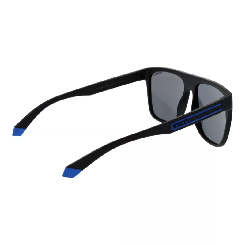 POLAROID PLD2162S580VK Herren-Rechteck-Sonnenbrille - Schwarzer Rahmen, Graue polarisierte Gläser, 58 mm
