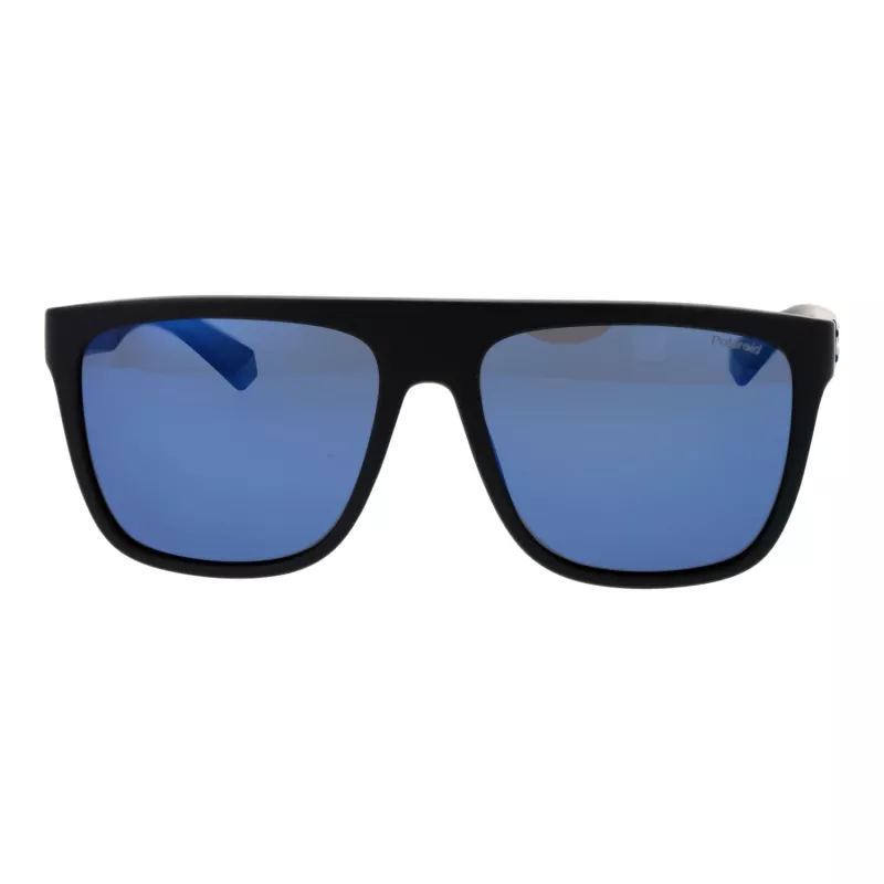 POLAROID PLD2162S580VK Herren-Rechteck-Sonnenbrille - Schwarzer Rahmen, Graue polarisierte Gläser, 58 mm