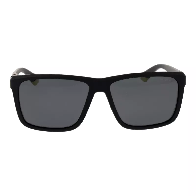POLAROID PLD2164S58003 Herren Rechteckige Polarisierte Sonnenbrille - Schwarz/Grau 58mm