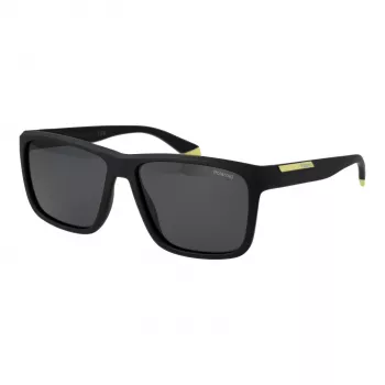 POLAROID PLD2164S58003 Herren Rechteckige Polarisierte Sonnenbrille - Schwarz/Grau 58mm
