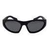 Polaroid PLD2165/S Unisex Rechteck-Sonnenbrille - Schwarzer Rahmen, graue polarisierte Gläser, 59 mm