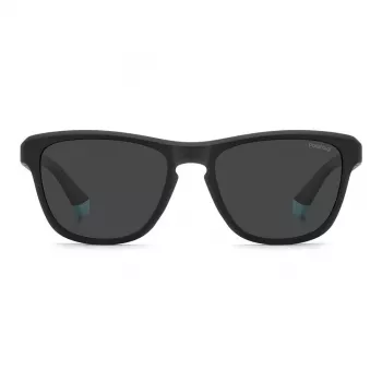 POLAROID PLD2168S003 Herren-Rechteck-Sonnenbrille - Matt schwarzer Rahmen, graue polarisierte Gläser, 54 mm