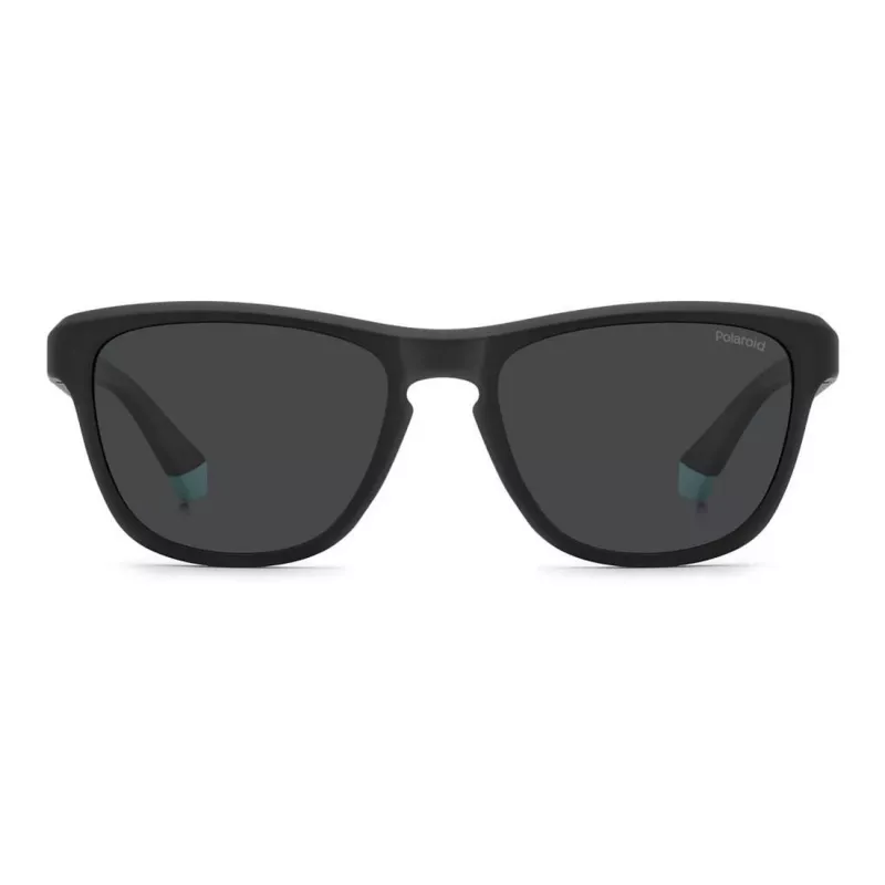POLAROID PLD2168S003 Herren-Rechteck-Sonnenbrille - Matt schwarzer Rahmen, graue polarisierte Gläser, 54 mm