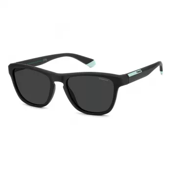 POLAROID PLD2168S003 Herren-Rechteck-Sonnenbrille - Matt schwarzer Rahmen, graue polarisierte Gläser, 54 mm