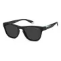 POLAROID PLD2168S003 Herren-Rechteck-Sonnenbrille - Matt schwarzer Rahmen, graue polarisierte Gläser, 54 mm
