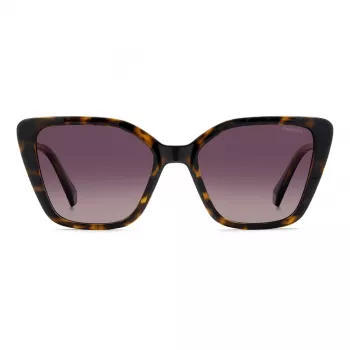 Polaroid PLD4189S086 Damen-Sonnenbrille, eckig - Havanna-Acetatrahmen, graue polarisierte Gläser