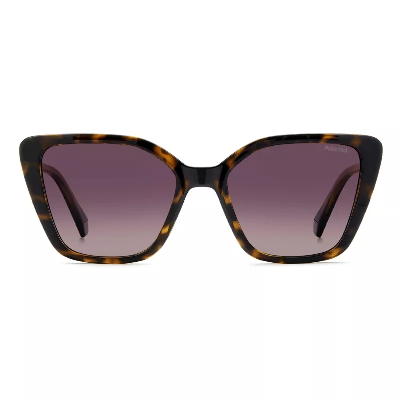 Polaroid PLD4189S086 Damen-Sonnenbrille, eckig - Havanna-Acetatrahmen, graue polarisierte Gläser