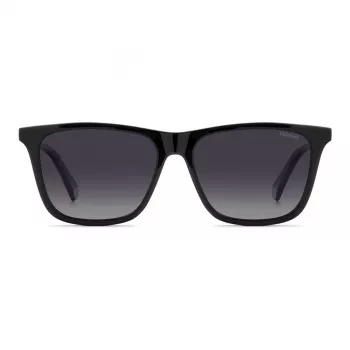 POLAROID PLD4190S807 Herren Rechteck-Sonnenbrille - Schwarzer Rahmen Graue Polarisierte Gläser 56mm