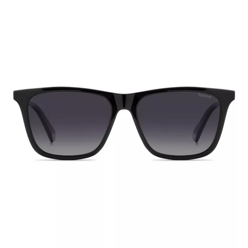 POLAROID PLD4190S807 Herren Rechteck-Sonnenbrille - Schwarzer Rahmen Graue Polarisierte Gläser 56mm